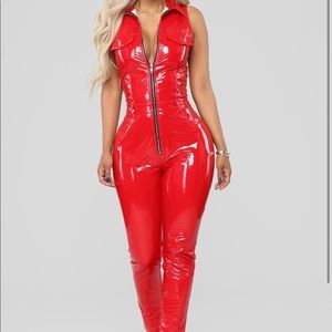 Red Latex Jumpsuit